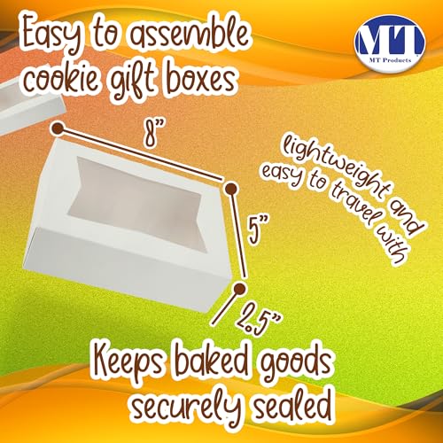 MT Products Cupcake Boxes 8" x 5.75" x 2.5" - Auto Pop-Up Bakery Boxes with Window (Pack of 25) - Made in the USA