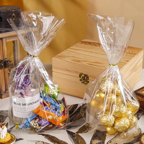 NPLUX Halloween Party Treat Bags, 50 Pack 7x12x3.15 in for Bakers - color: Clear-7×12×3.15 Inch-50
