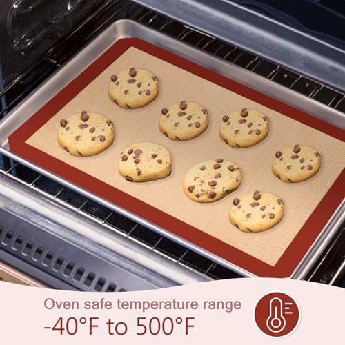 Silicone Baking Mat Set of 3, Non-Stick 2 Half & 1 Quarter Sheets - color: Red, size: 2Half Sheets+1Quarter