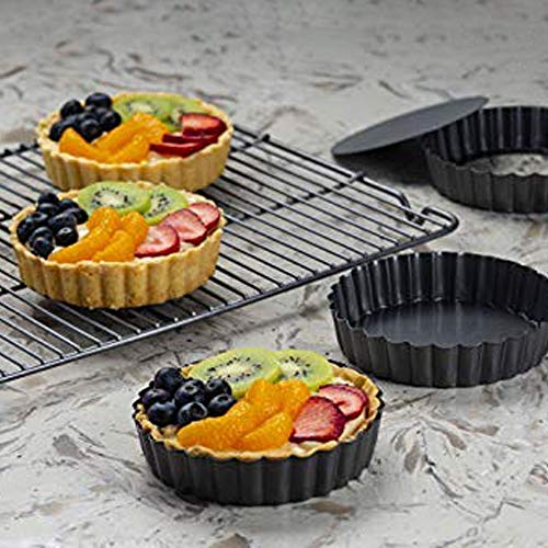 Gutsdoor 6 Pack Mini Tart Pan 4 Inch with Removable Bottom Quiche Pan Nonstick Round Quiche Pie Pan Set - style: Round