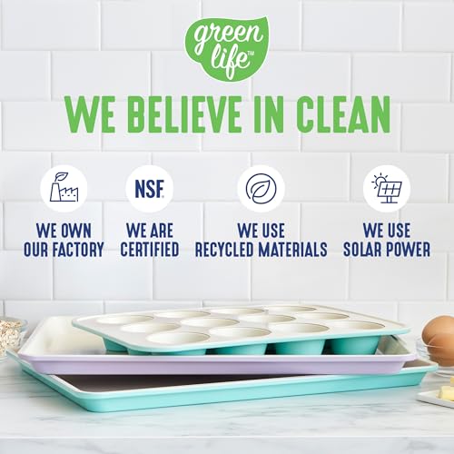 GreenLife 12 Cup Ceramic Nonstick Muffin Pan, Navy - color: Navy, size: 12 Cup Muffin Pan