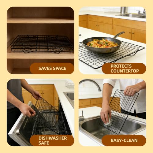 Cooling Rack 16"x10", 4-Tier Stackable & Collapsible Cooling Racks - color: Black, size: 4-Tier