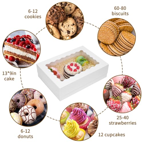 Moretoes 20pcs 14x10x4in Rectangular Quarter Sheet Cake Boxes with Window - size: 14*10*4In