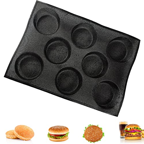 Dioycli Hamburger Bun Pan Silicone Muffin Pans for Baking, 8-Cavity - size: 8 Standard Cavities
