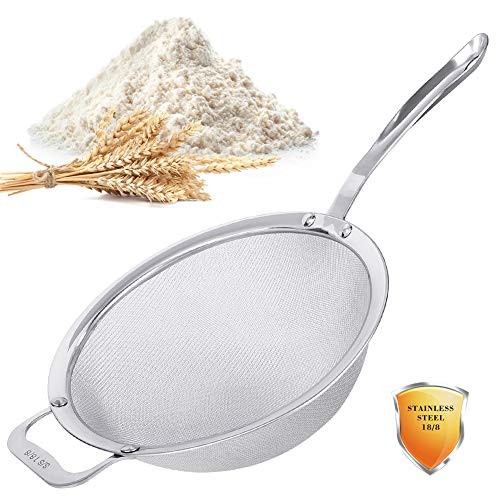 9" Large Fine Mesh Strainer, Stainless Steel 18/8 Extra Fine Mesh Quinoa Sieve, with Solid Sturdy Handle, Flour Filter with Wider Hook - size: 1 Pc. - 9"