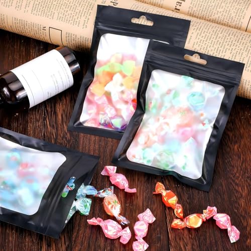 Boao 100 Pcs Resealable Foil Food Storage Bags,2.8 x 4 Inch,Black - color: Black, size: 2.8 x 4 Inch