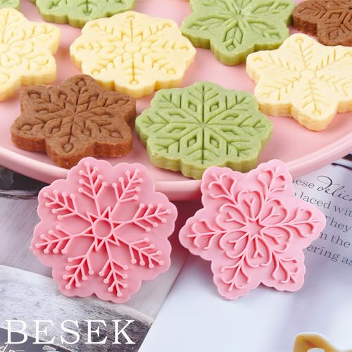 BESEK Christmas Cookie Cutters: 9 pcs Winter Snowflake Cookie Cutters Shapes for Baking Embossing Cutters for Christmas Biscuit Baking - color: Snowflake