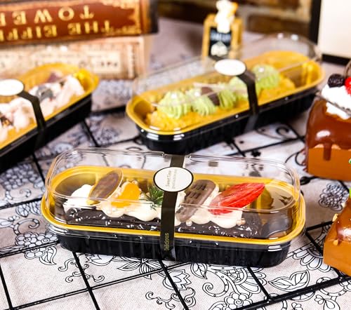 NPLUX Halloween Mini Loaf Pans, 6.8oz 60 Pack Black Gold for Gifts - color: Black