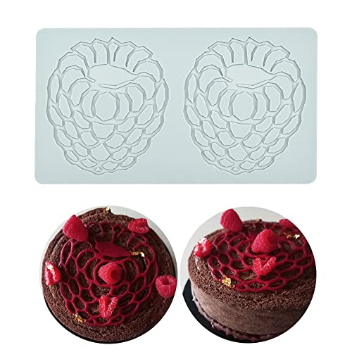 TUKE 3D Hollow Lace Fondant Molds Fruits Leaf Shape Lace Mat Party Cake Decoration Tool Cupcake Mat Silicone Molds for Polymer Clay Chocolate Baking Gummy Mould (Raspberries_9.28x5.2x0.08inch_F) - size: Raspberries_9.28x5.2x0.08inch_F
