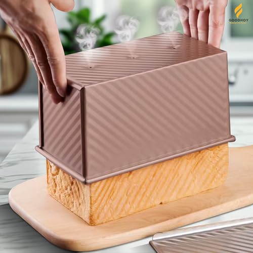 1 lb+1lb Pack Nonstick Pullman Loaf Pan with Sliding Lid for Homemade Bread - size: 1lb+1lb