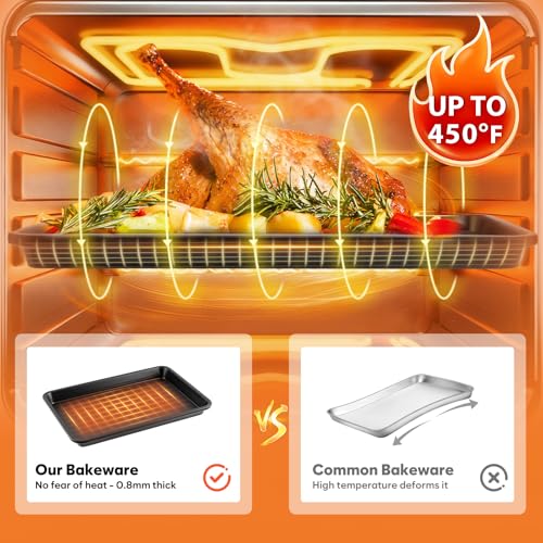 2 Pack Half Sheet Pan 17.3” x 13.1”, Cookie Sheets for Baking 0.8mm Thick Non Stick Baking Sheets for Oven Heavy Duty Baking Trays - size: 17.3 ×13.1 ×1 inch