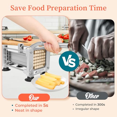 BIEAMA French Fry Cutter with 1/4", 3/8", 1/2" Stainless Steel Blades - size: 1/4" & 3/8" & 1/2" Blade (Small Machine)