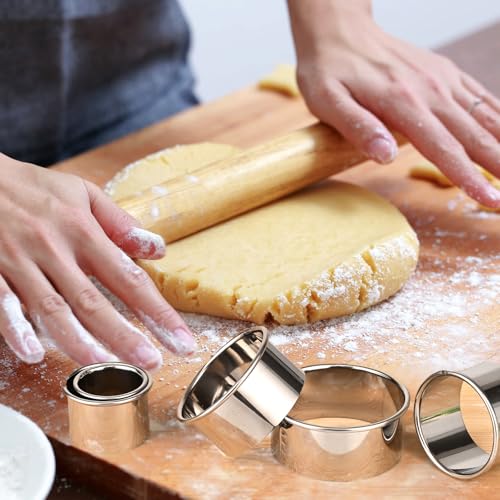5-Piece Round Cookie Cutters Set (1.37"-2.55"), Stainless Steel Doughnuts Circle Cutters for Baking, Pastry & Vegetable Garnishes