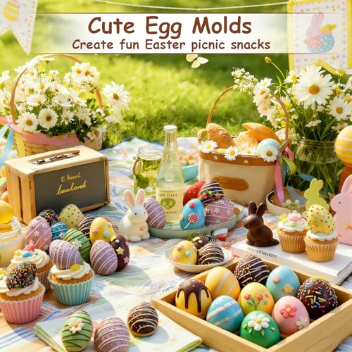 Morofme 2pcs Easter Egg Silicone Molds 8 Cavity Eggs Pan Baking Egg Chocolate Molds Easter Candy Mold Eggs Shape Jello Mold for DIY Craftwork Soap Wax Dessert Cookie Pudding Ice Cube - color: Egg