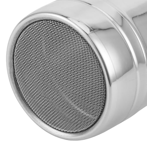 1Pcs Powdered Sugar Shaker Duster, Stainless Steel Dusting Powder Container, Fine Mesh Shaker Powder Cans with Lid, S