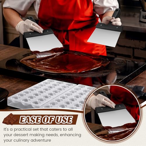 Baderke Polycarbonate Chocolate Molds 21 Cavity with Scraper,Bullet