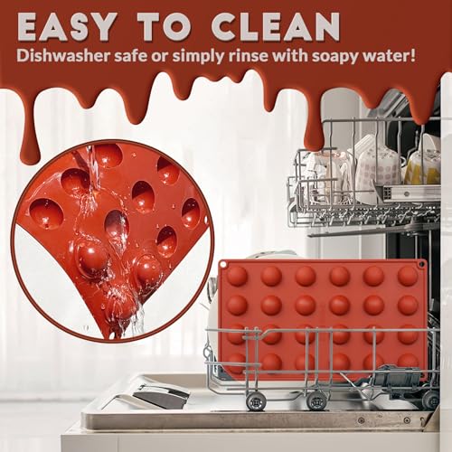 HKNMTT Silicone Semi-Sphere Molds 24 Cavities 2-Pack 1.2" for Chocolate Truffles Jelly Fat Bombs Gelatina, Small Baking Round Half Sphere Candy Moulds, Homemade Freeze Food Grade BPA Free Oven Safe - style: 1.2" Semi Sphere 2PCS
