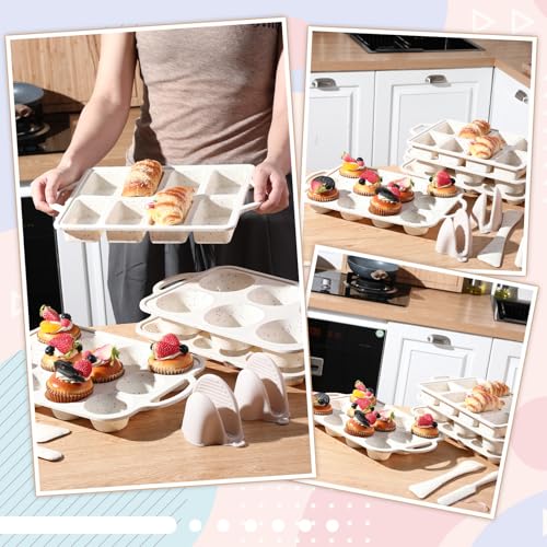 7 Pcs Silicone Baking Set, Nonstick Bakeware Mold with Spatula Oven Mitts