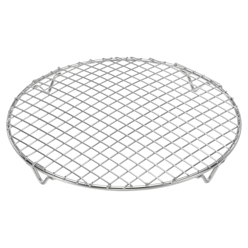uxcell Round Cooking Rack 11 Inch Dia Stainless Steel Wire Cooling Steamer Rack for Baking Canning Cooking Roasting Cooling Grilling Drying, Silver - size: 11 Inch