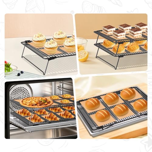 3-Tier Cooling Racks for Cooking and Baking, 17"x11" Heavy Duty - size: 17" x 11"