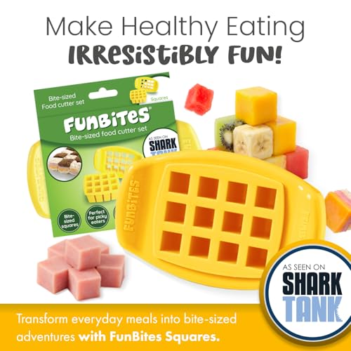 FunBites Yellow Squares Sandwich Cutters For Kids Lunch Toddler Bite Size - color: Yellow Squares