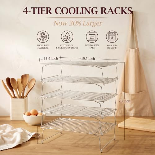 LIANYU Large Cooling Rack, 5-Tier Cookie Cooling Racks for Baking, 16"x11" - size: 16.5" x 11.4"