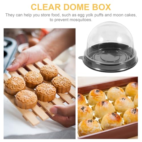 50pcs Mini Cupcake Container Cake Boxes with Dome Lid Xmas - color: Black