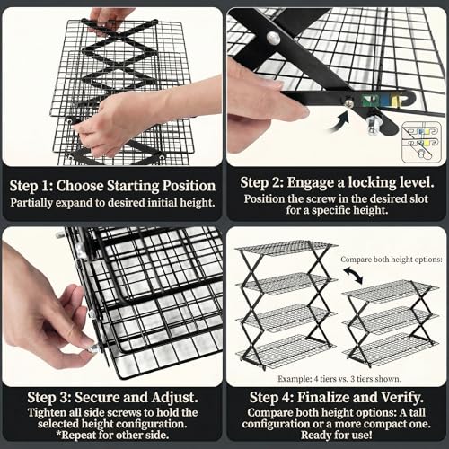 4-Tier Cooling Racks for Baking & Cooking,Collapsible,10" x 16.7"