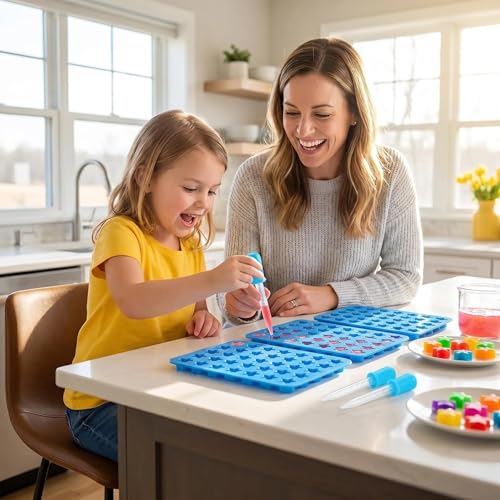 Star Silicone Candy Molds - 240 Cavity Mold Set with Droppers, 2-Pack Circle Molds for Gummies, Chocolate, Hard Candy, Caramels, Ice Cubes, BPA Free Non-Stick Baking Molds - color: 240 Cavity Star Candy Molds