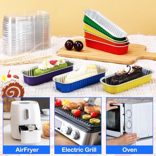 Blushtier 150 Pcs Mini Loaf Pan with Lid & Spoon, Rainbow Color - color: Rainbow Color