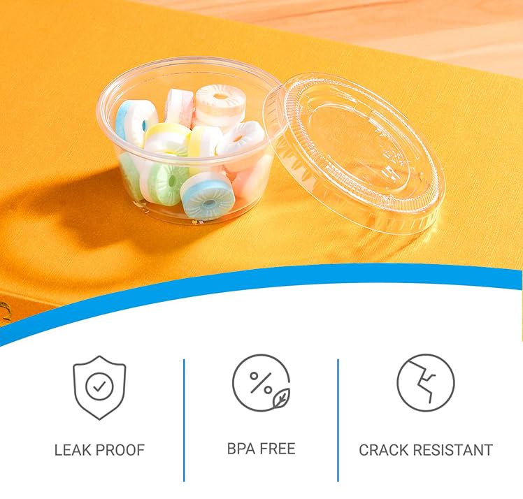 EDI Clear Disposable Sauce Cups with Lids, Jello, 2 oz, 50 Count - style: 2 oz