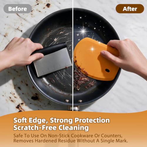 Sapid Flexible Curved Edge Silicone Bowl Scraper Dough Scraper Baking Bread - color: Orange