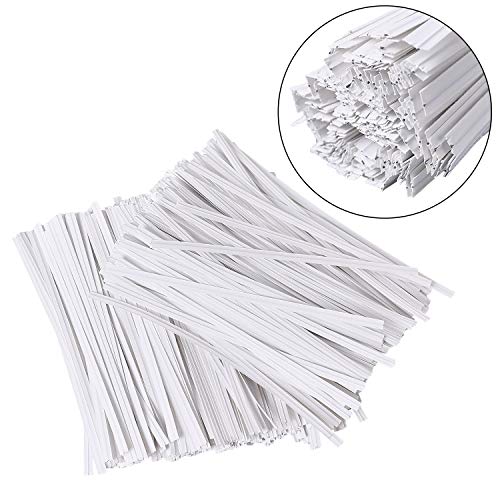 Tangyinrd 500 Pcs 5" White Paper Twist Ties Reusable Bread Ties, for Party Cello Candy Bread Coffee Bags Cake Pops - color: White