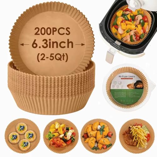 Air Fryer Liners Disposable 200PCS 6.3in Round Parchment Paper for Airfryer
