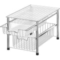 Simple Houseware Stackable 2 Tier Sliding Basket Organizer Drawer, Chrome - color: Chrome, size: 2-tier