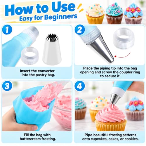 12PCS Large Piping Tips Set with Pastry Bag – for Cookie, Cake & Cupcake