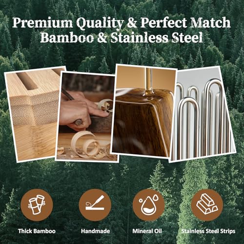 Bamboo bread slicer with stainless steel slide rails（13"L x 8"W） - size: Large