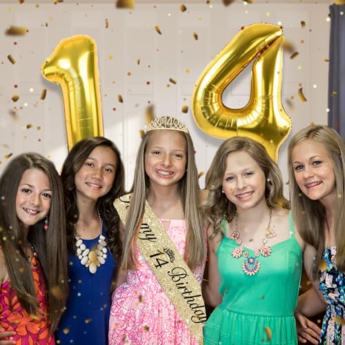 YeohJoy Gold 14th Birthday Decorations for Girls - style: 14th
