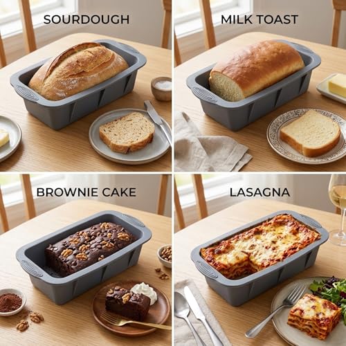 Silicone Bread Loaf Pan, Nonstick Bread Pan Baking Pan, 2pcs - color: Loaf