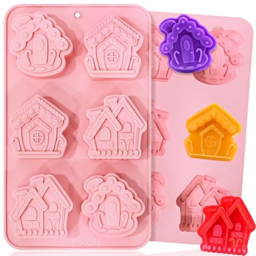 Christmas House Soap Molds, 2 Pack Gingerbread House Silicone Mold - color: Christmas House