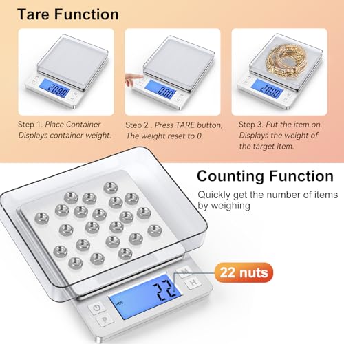 BOMATA 0.01g Small Digital Gram Scale, Upgraded 1kg Jewelry Scale - size: 0.01g/1kg Silver (Non-Rechargeable)