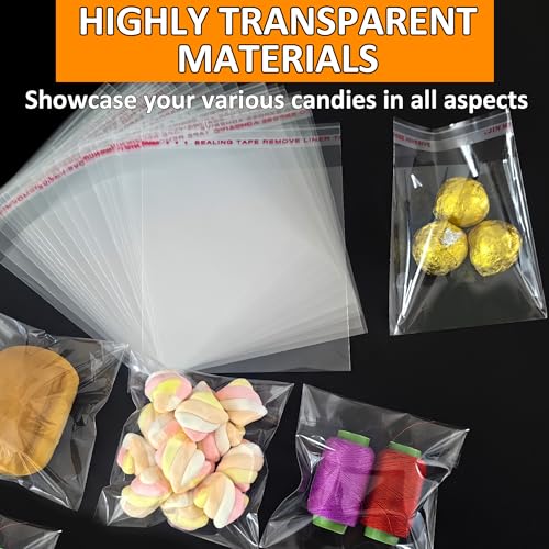 Soarvita Clear Self Sealing Cookie Bags: 4x4 Inches 100 Pcs Plastic Resealable Gift Wrap Cellophane Bags for Packaging Cookies, Candy, Treat, Gifts, Snacks and Party Favors - Self Adhesive Wrappers - color: 4x4 Inch -100pcs