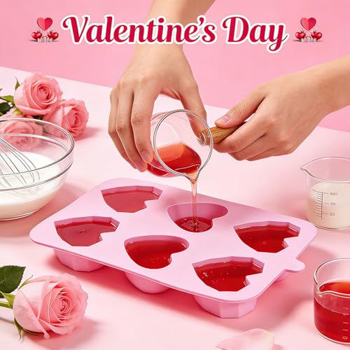 Heart Mold Silicone Jello Molds, 2 Pack Heart Shaped Chocolate Mold Valentine's Day Muffin Brownie Pan for Baking, Jelly Candy Mould for Hot Chocolate Bombs Ice Cube Candle Soap Making - size: Heart