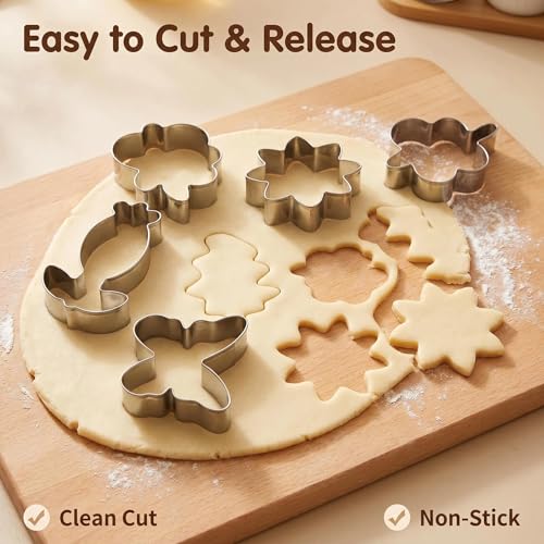 6Pcs Flower Cookie Cutter Set - Flower Shaped Cookie Cutter-Daisy, Tulip, 4 Shaped of Flowers, Butterfly, Leaves, Stainless, Steel Cookie Cutters, Baking Tool for Homemaking Cookie - color: B