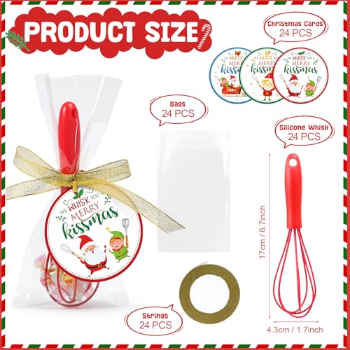 Jingmore 24 Sets 10 Inch Christmas Whisks Gifts Bulk with Cards