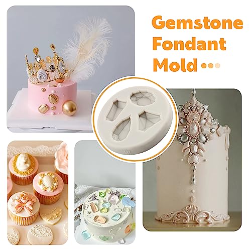Sijiangmold Gems Silicone Mold Pearl Diamond Brooch Fondant Molds Set Of 4 - color: Style B