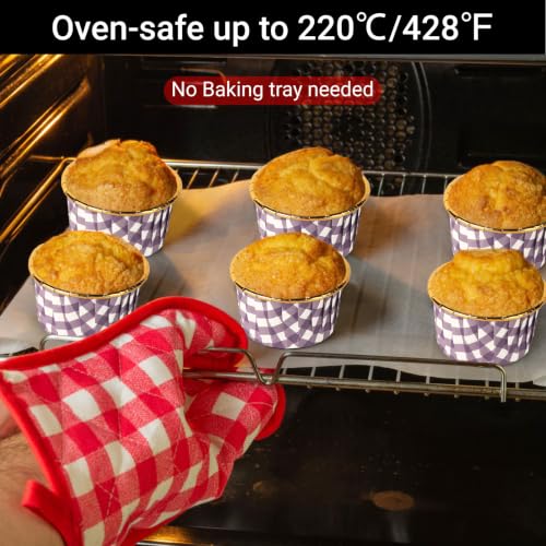 EUSOAR Aluminum Cupcake Liners, 50pcs 3.5oz Foil Baking Cups Purple White - color: Purple/White, size: 50pcs