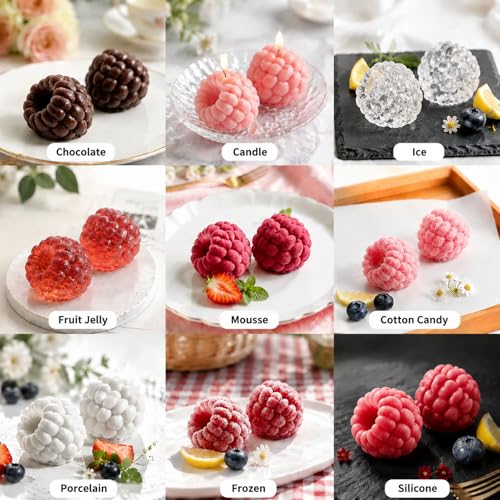 Raspberry Silicone Molds for Mousse Cake Small Fruit Pudding Raspberry Mold - color: Small 12-Cavity Raspberry