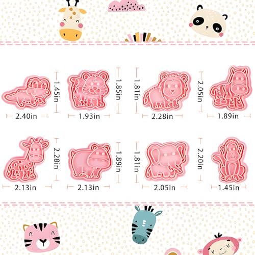 BESEK Animal Cookie Cutters for Kids: Safari Zoo Animals 8 PCS Cookie Cutters Set with Lion, Giraffe, Hippo, Elephant, Crocodile, Zebra, Tiger, Monkey etc. (Gift Box) - color: Animal