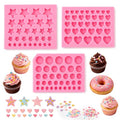 3 Pack Star Silicone Mold, Heart Chocolate Reusable Candy Molds